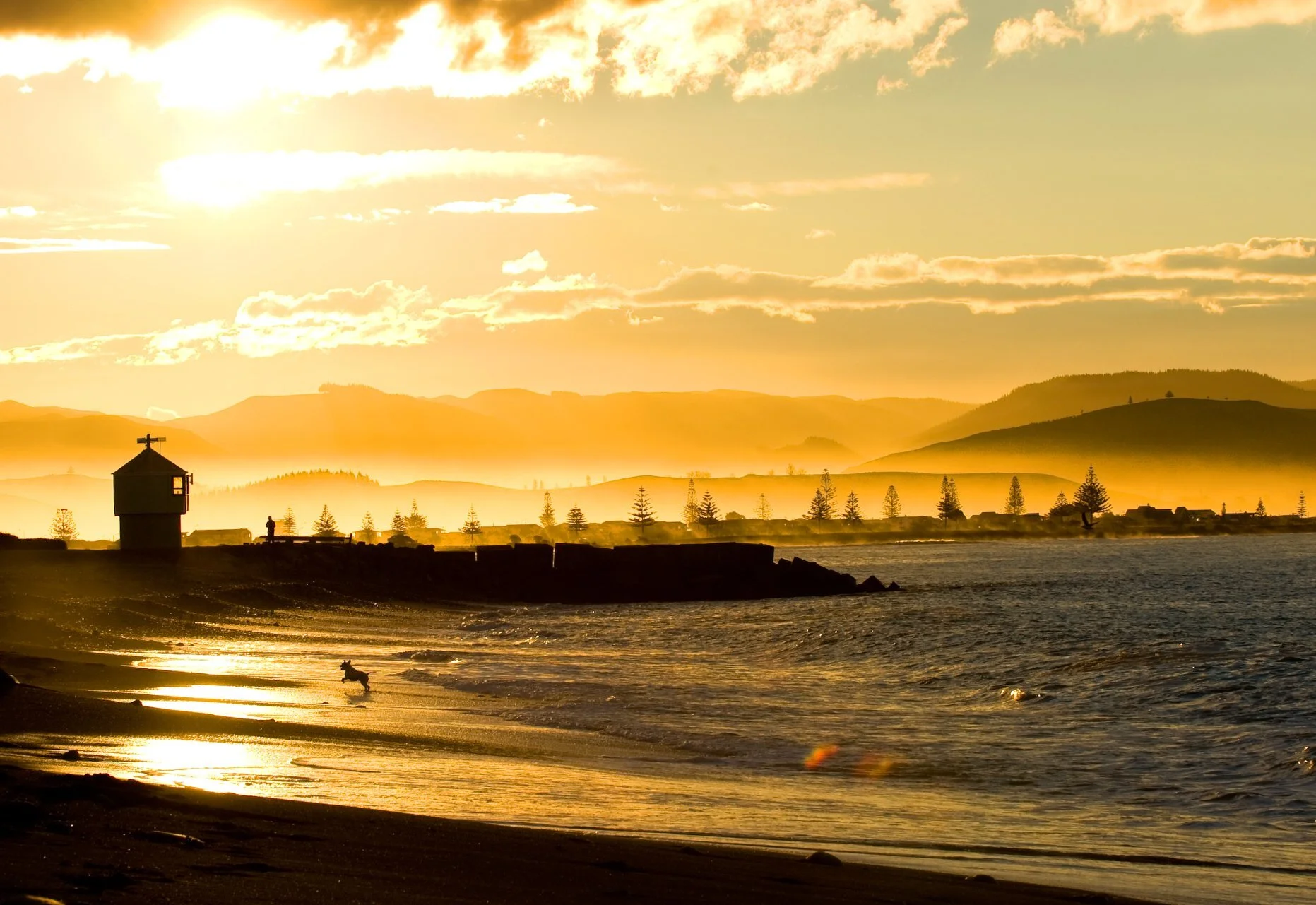 Ahuriri waterfront boardwalk at sunset, Hawke's Bay New Zealand